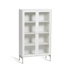 Mavis Volt display cabinet 130 cm lacquer, Details in stainless steel White New
