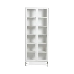 Mavis Volt display cabinet 190 cm lacquer, Details in stainless steel White Clearance