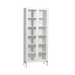 Mavis Volt display cabinet 190 cm lacquer, Details in stainless steel White Clearance