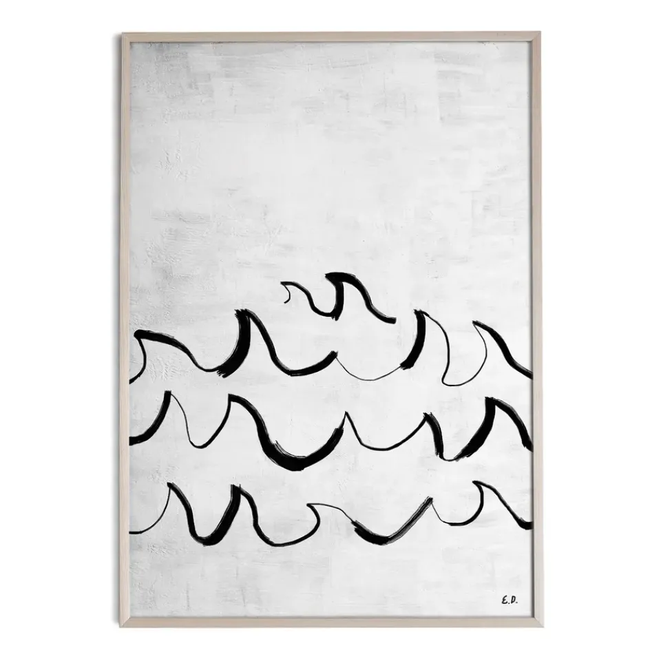 Fine Little Day Wave poster 50x70 cm, Black-white GreyBlackWhite Outlet