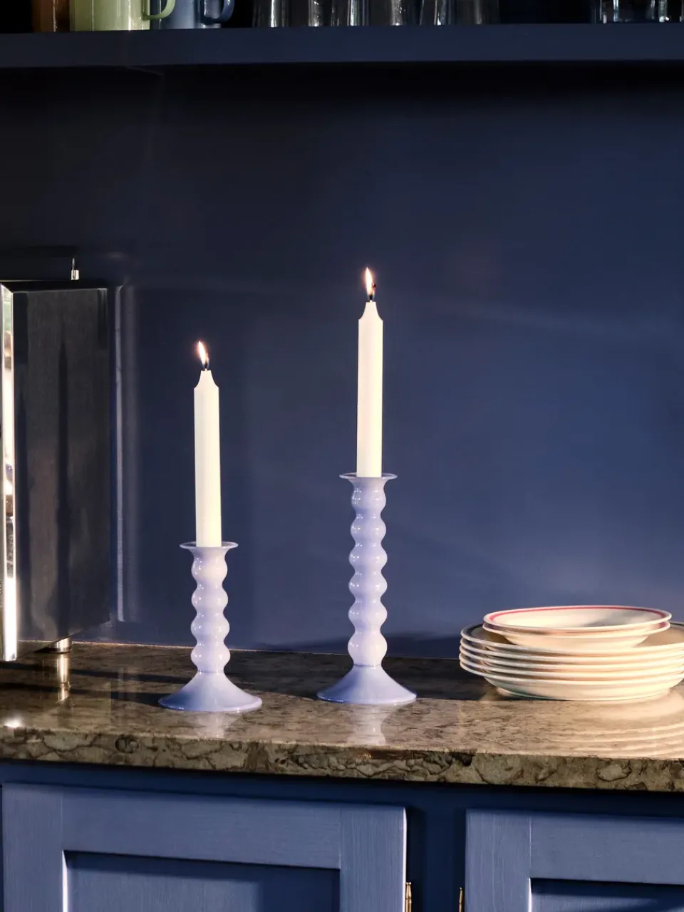 HAY Wavy candle holder medium 14 cm, Jade light Blue Discount