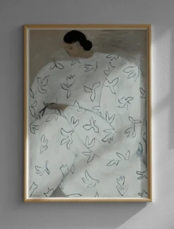 Fine Little Day White Flower poster 50x70 cm, Nude BeigeBlueBlackWhite Clearance