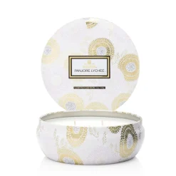 Voluspa 3-wick in a tin candle 60 hours, Panjore Lychee White Sale