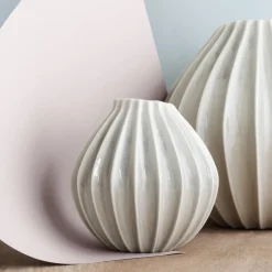 Broste Copenhagen Wide vase ivory, 15 cm White Outlet