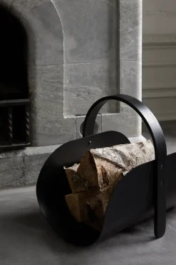 Cooee Design Woody wood basket, stained oak Black Discount