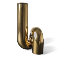 POLSPOTTEN Yourtube vase 37 cm, Gold Gold-coloured Outlet