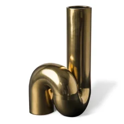 POLSPOTTEN Yourtube vase 37 cm, Gold Gold-coloured Outlet